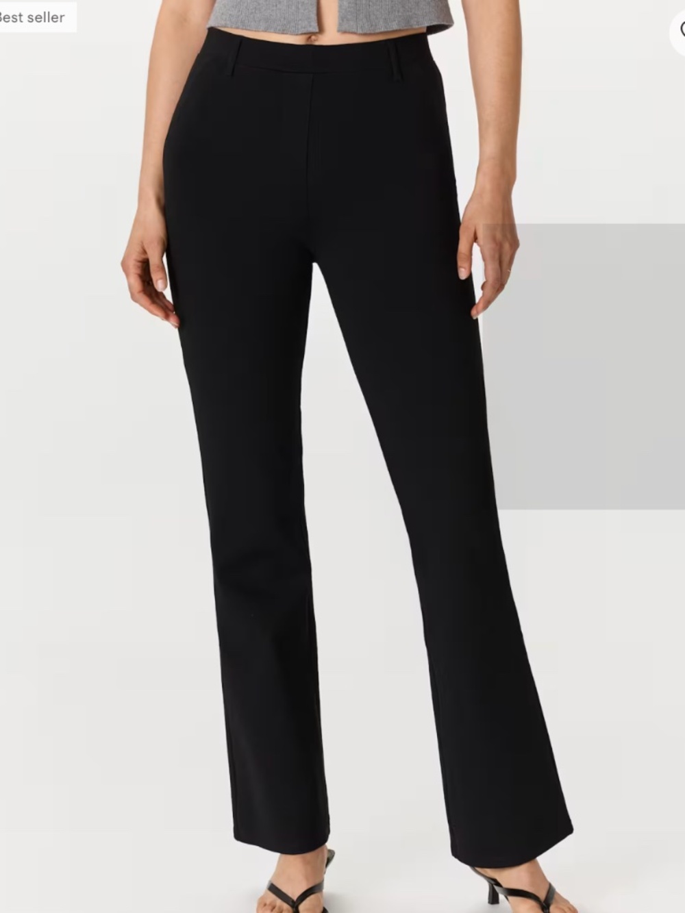 Quince Ultra-Stretch Ponte Bootcut Black Ankle Crop Pull-On Pants, XL